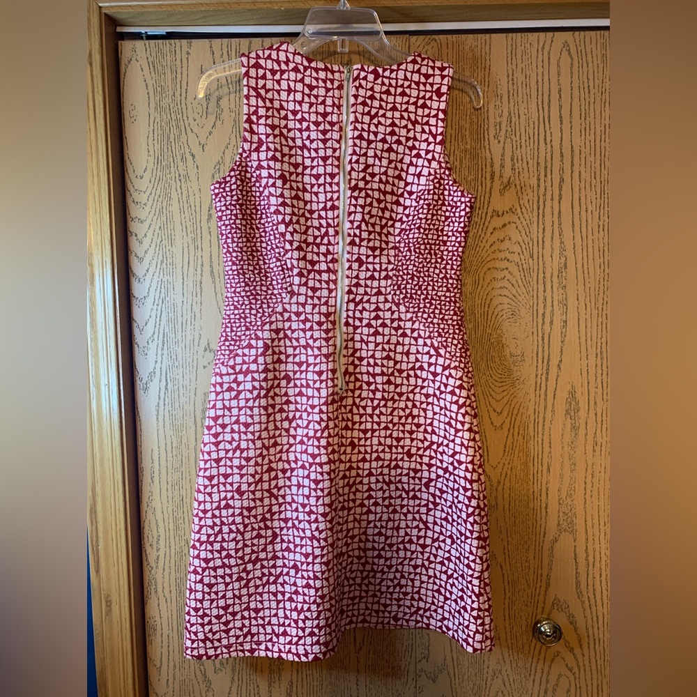 Anthropologie Tabitha Burgundy & White Print Crepe Mini Dress EUC - Picture 5 of 6